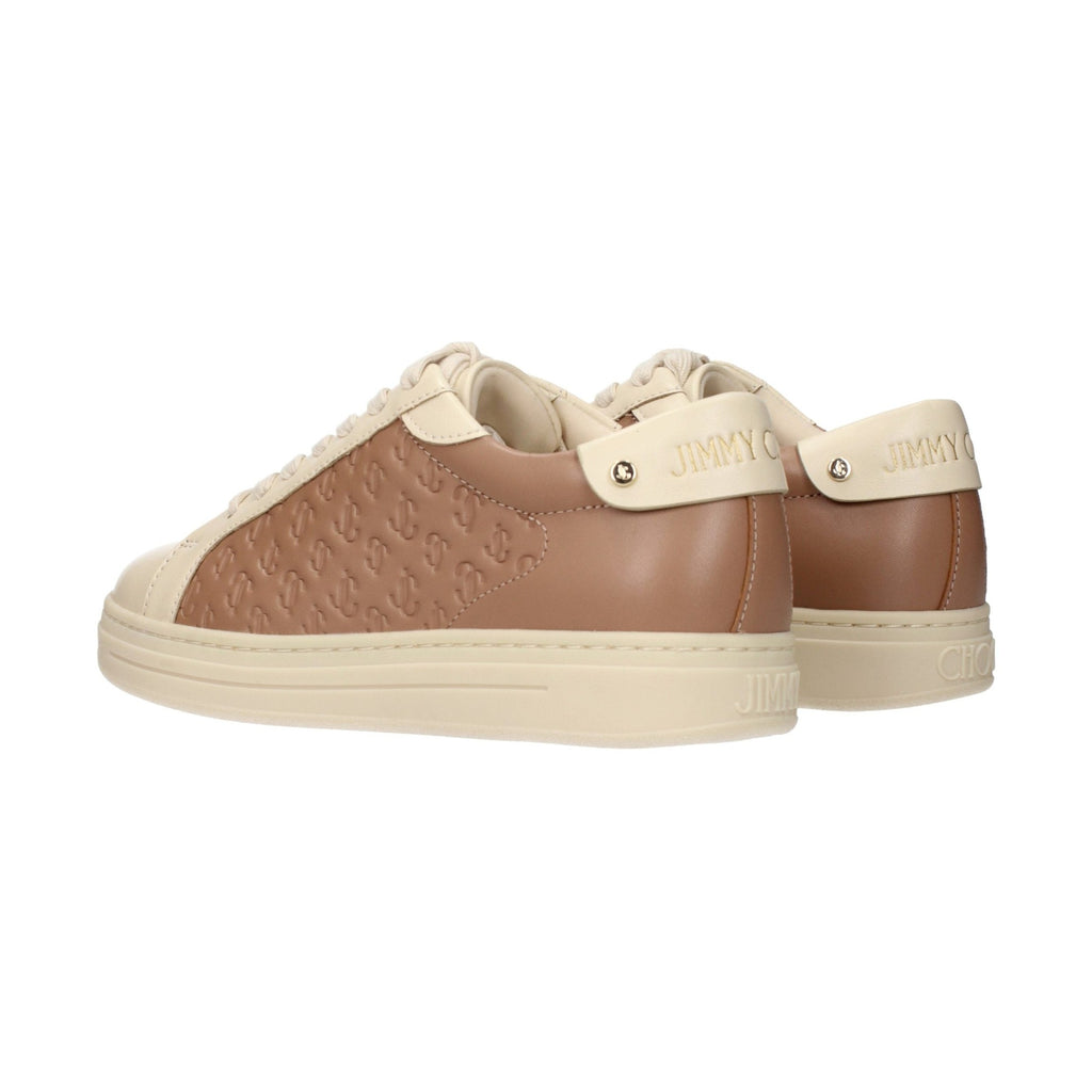 Beige Leather Low Top Sneakers