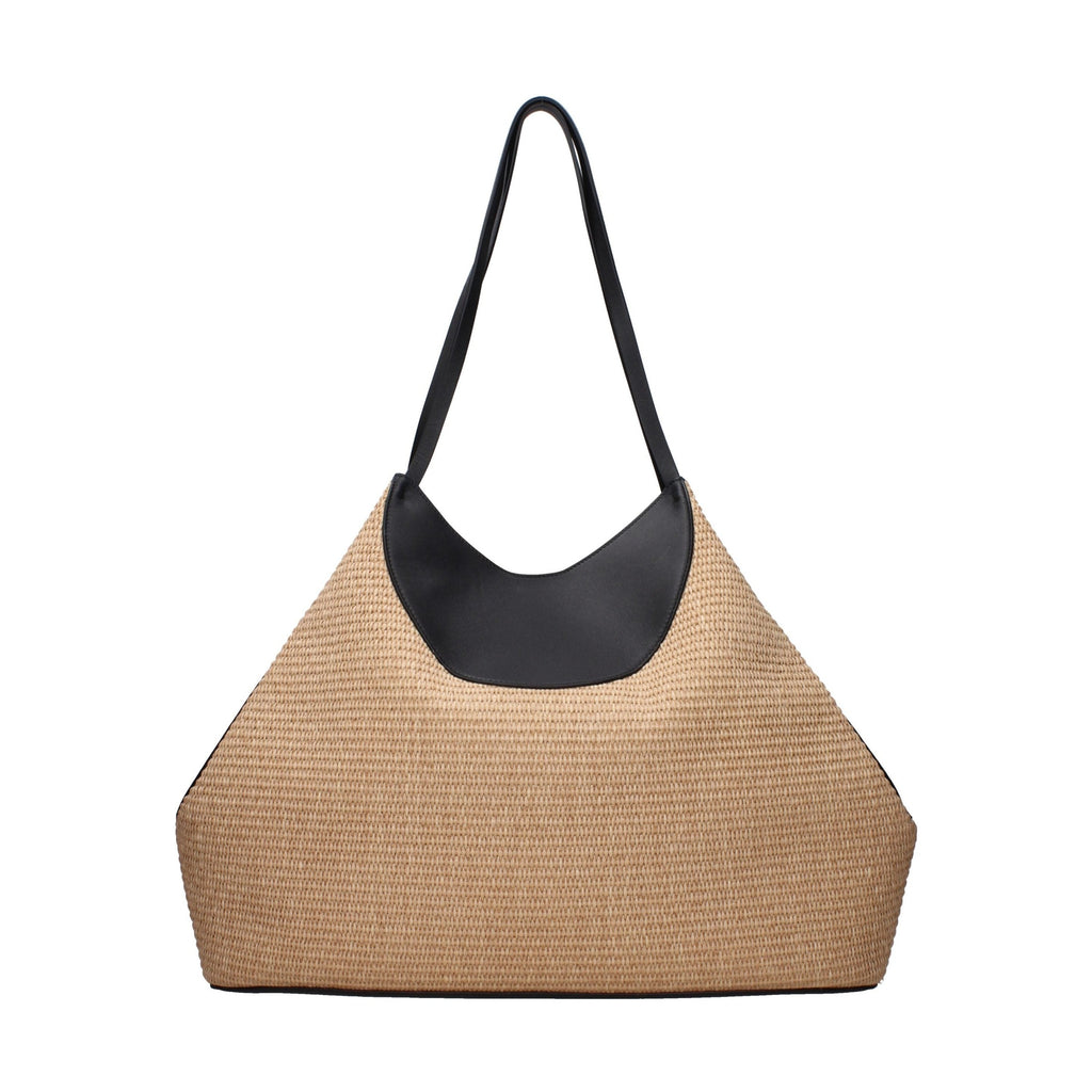 Beige Raffia Shoulder Bag