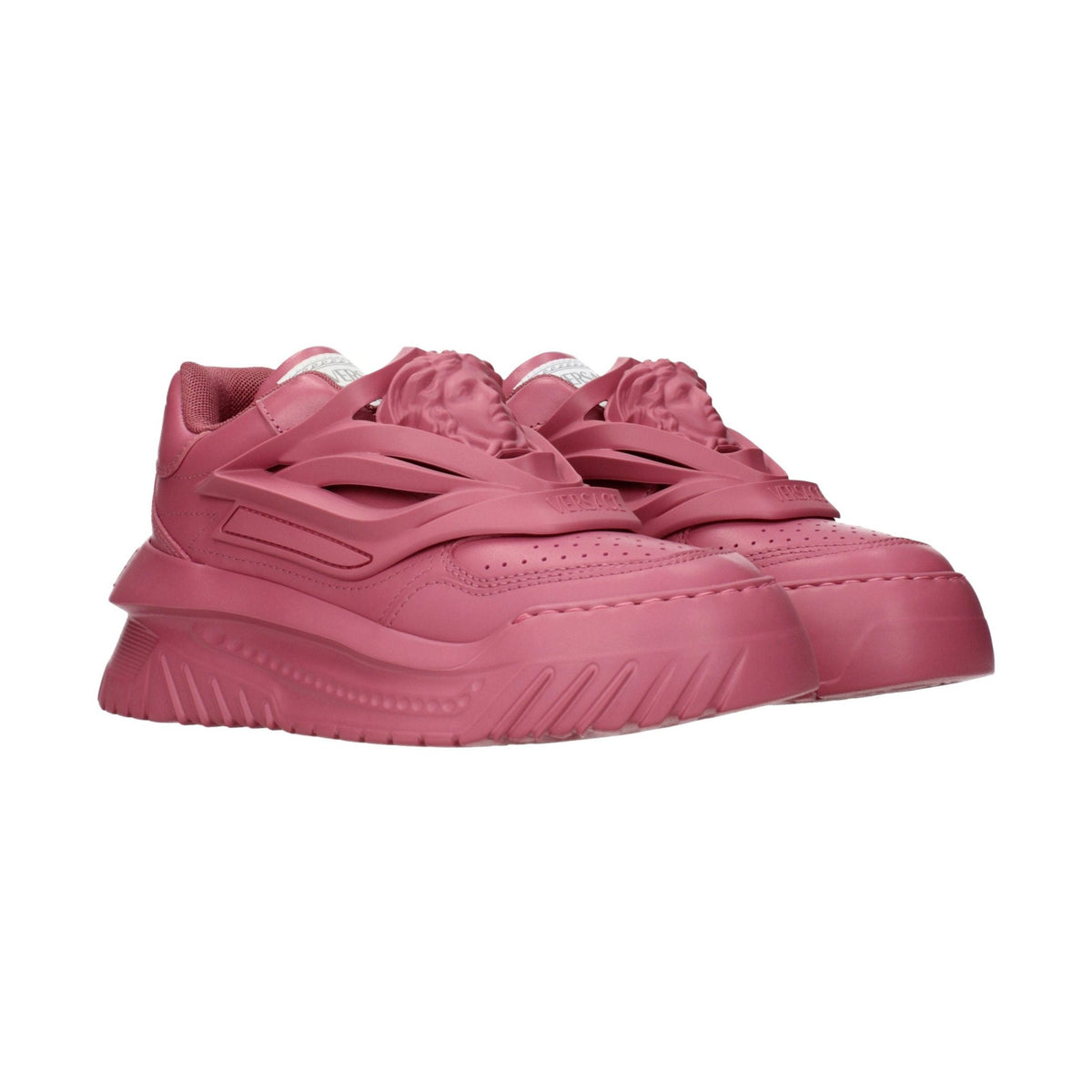 Pink Leather Chunky Sneakers