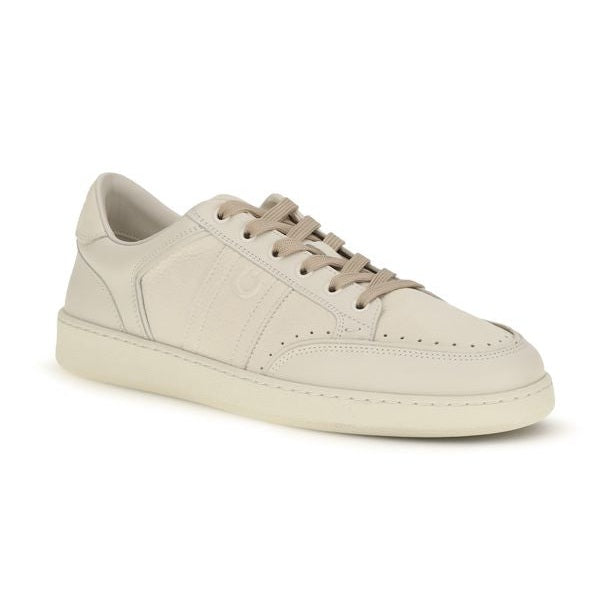Beige Nubuc Leather Low Top Sneakers