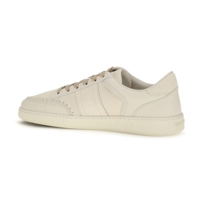 Beige Nubuc Leather Low Top Sneakers