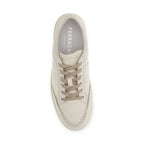 Beige Nubuc Leather Low Top Sneakers