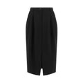 Black Virgin Wool Midi Skirt