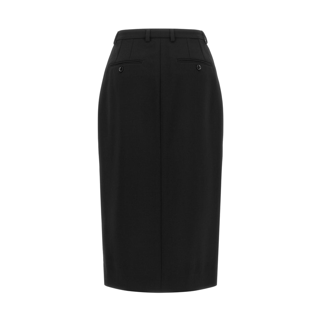 Black Virgin Wool Midi Skirt