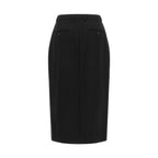 Black Virgin Wool Midi Skirt