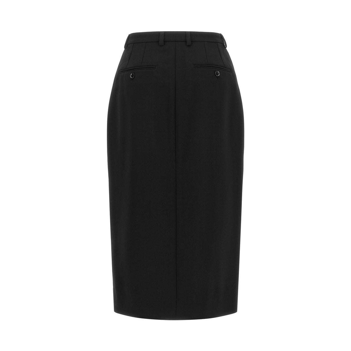 Black Virgin Wool Midi Skirt