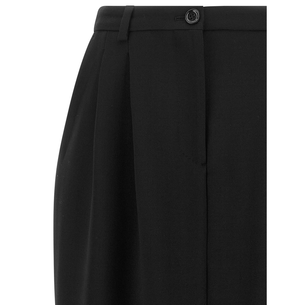 Black Virgin Wool Midi Skirt