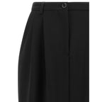 Black Virgin Wool Midi Skirt