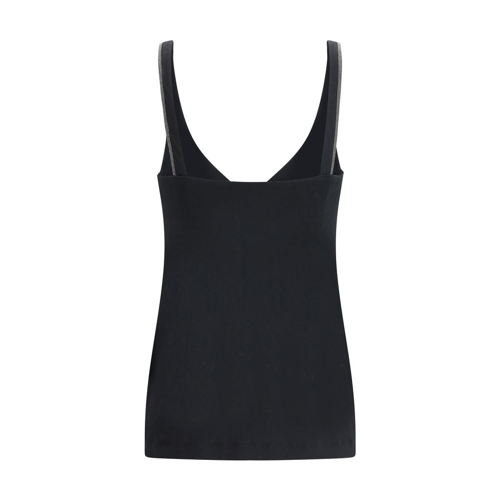 Black Cotton Sleeveles T-Shirt
