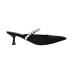 Black Satin Stiletto Heel Sandals