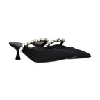 Black Satin Stiletto Heel Sandals