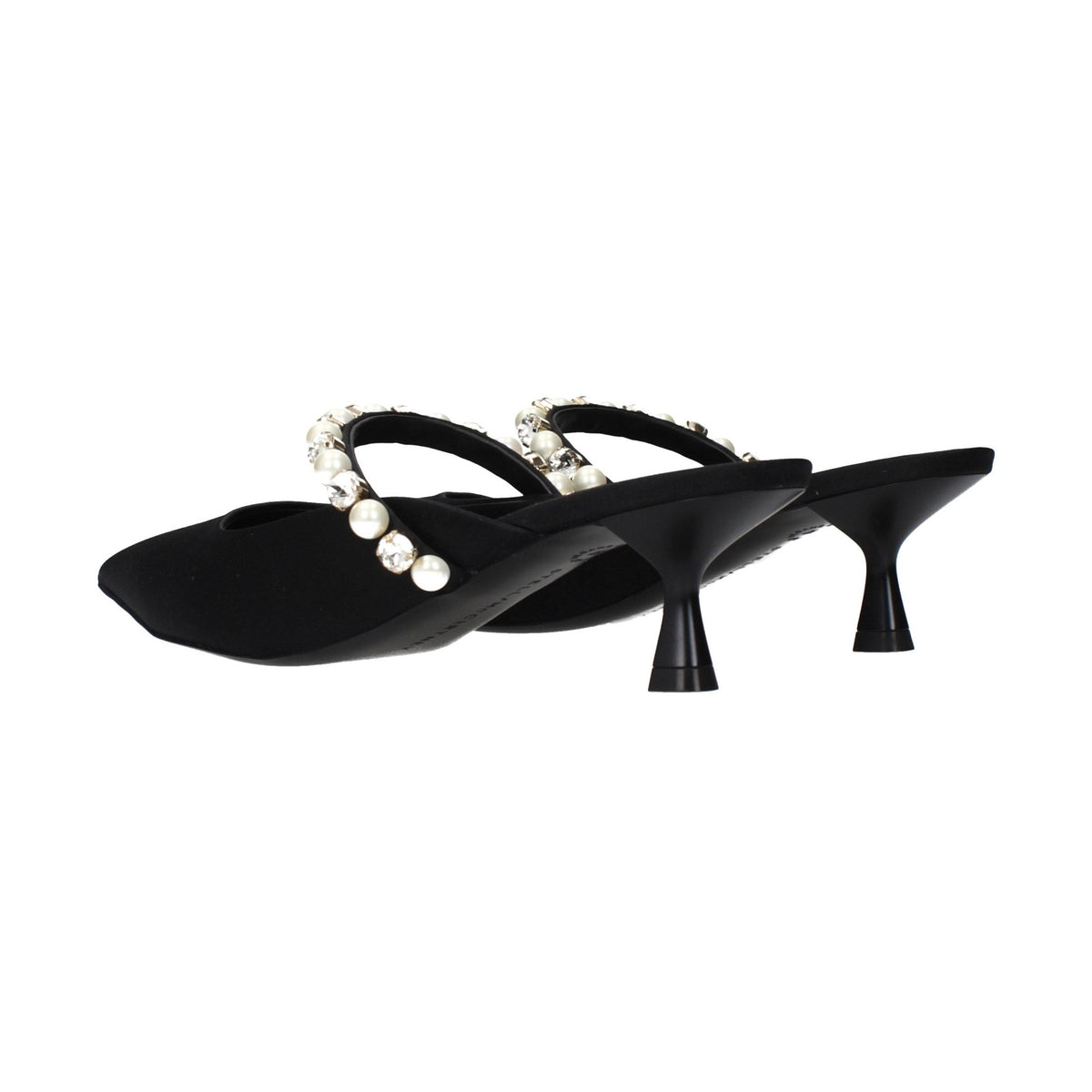 Black Satin Stiletto Heel Sandals