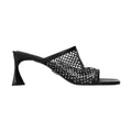 Black Leather Stiletto Heel Sandals