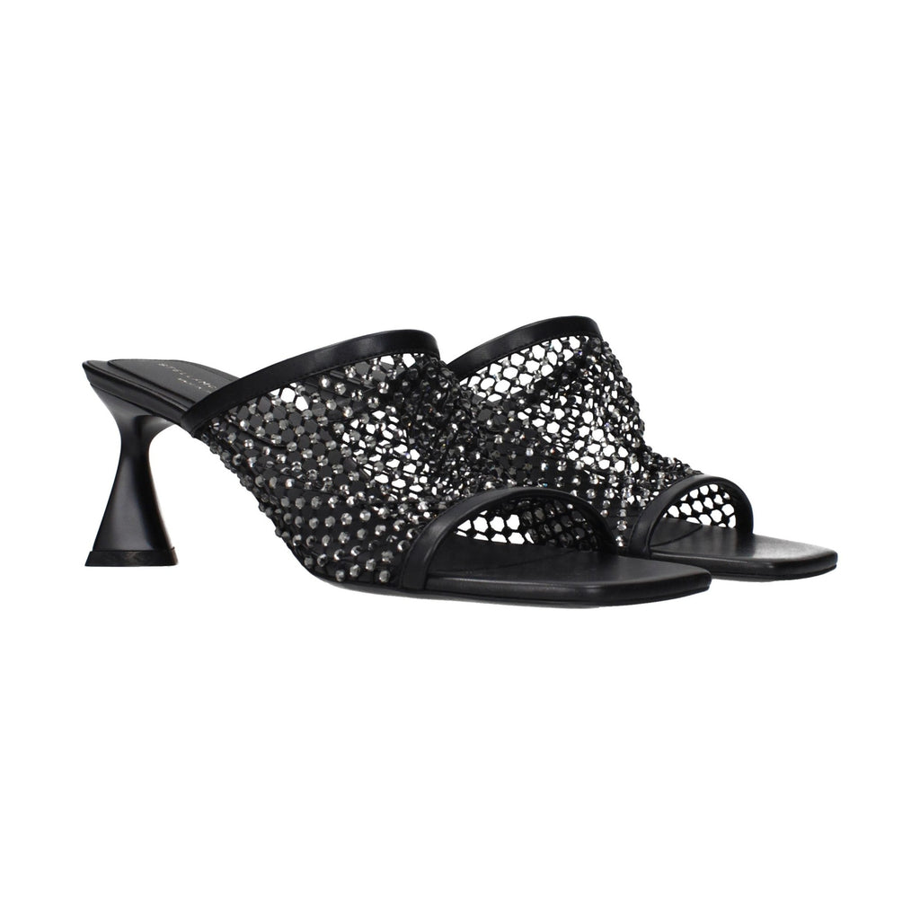 Black Leather Stiletto Heel Sandals