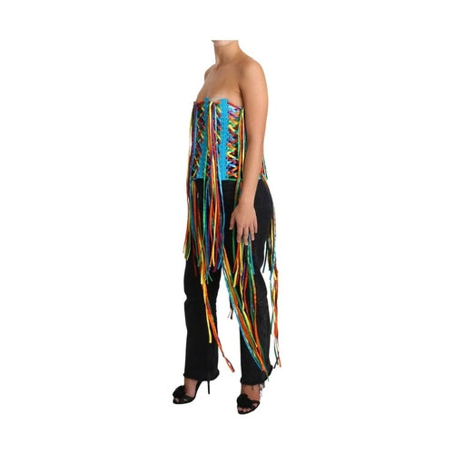 Dolce & Gabbana Multicolor Strings Bustier Polyester Corset  Top