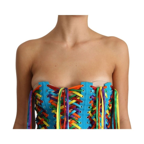 Dolce & Gabbana Multicolor Strings Bustier Polyester Corset  Top