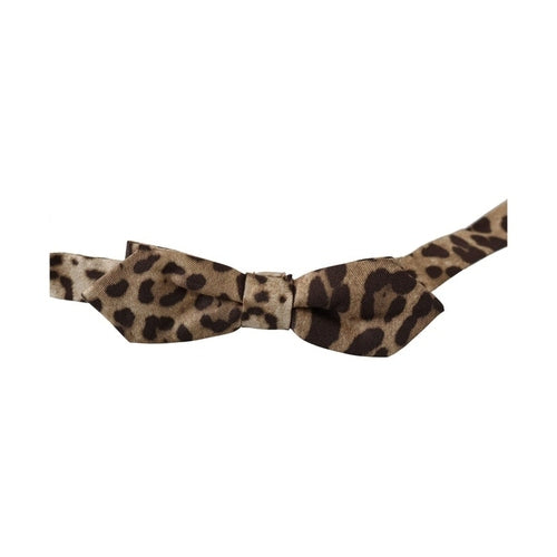 Dolce & Gabbana Brown Leopard Silk Adjustable Neck Papillon Men Bow Tie