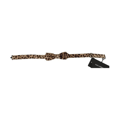Dolce & Gabbana Brown Leopard Silk Adjustable Neck Papillon Men Bow Tie