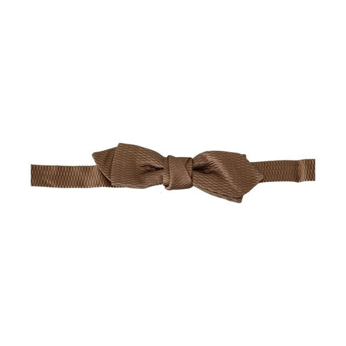 Dolce & Gabbana Men Brown Gold Adjustable Neck Papillon Bow Tie