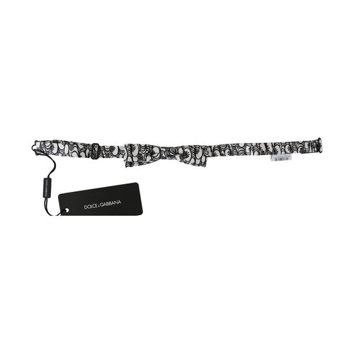 Dolce & Gabbana White Pattern Silk Adjustable Neck Papillon Tie