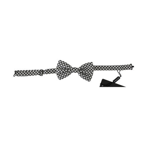 Dolce & Gabbana Men Black White Circles Adjustable Neck Papillon Bow Tie