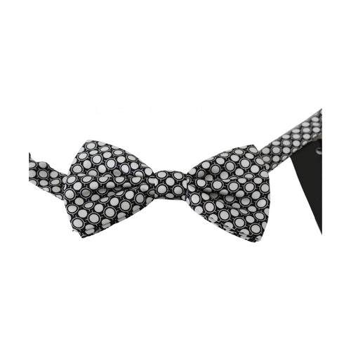 Dolce & Gabbana Men Black White Circles Adjustable Neck Papillon Bow Tie