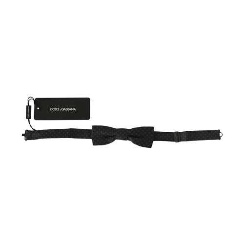 Dolce & Gabbana Men Gray Pattern Silk Adjustable Neck Papillon Bow Tie