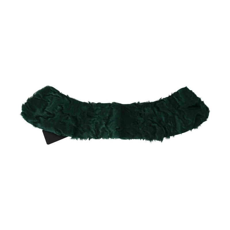 Dolce & Gabbana Green Fur Shoulder Collar Wrap Lambskin Scarf