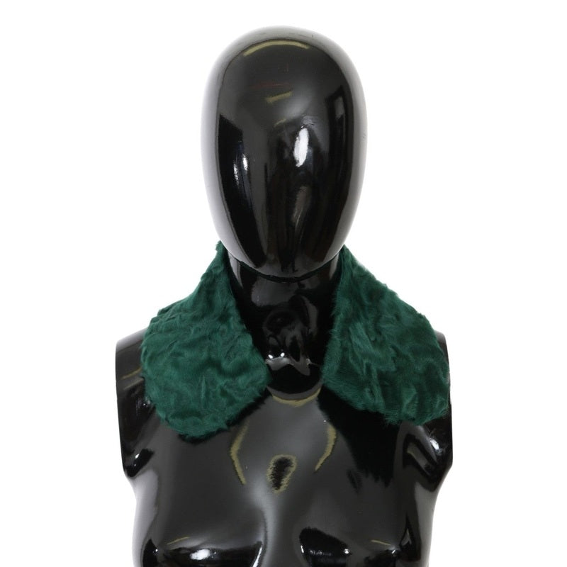 Dolce & Gabbana Green Fur Shoulder Collar Wrap Lambskin Scarf