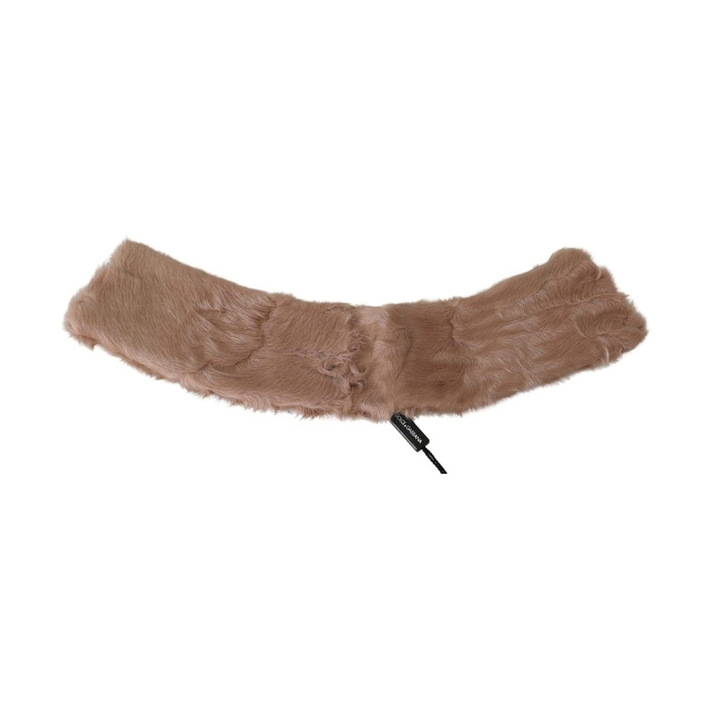 Dolce & Gabbana Beige Fur Neck Collar Lambskin Scarf