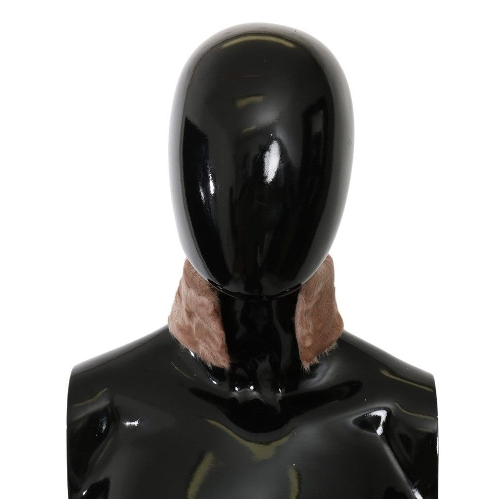 Dolce & Gabbana Beige Fur Neck Collar Lambskin Scarf