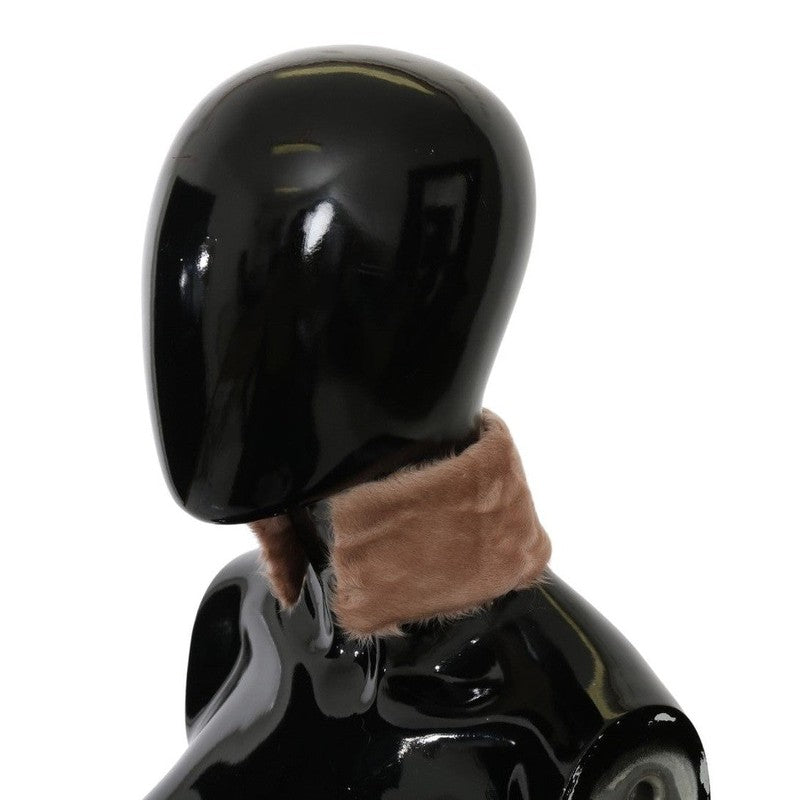 Dolce & Gabbana Beige Fur Neck Collar Lambskin Scarf