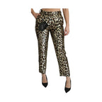 Dolce & Gabbana Brown Leopard Sequined High Waist Pants