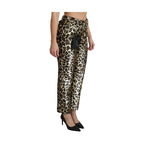 Dolce & Gabbana Brown Leopard Sequined High Waist Pants