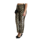 Dolce & Gabbana Brown Leopard Sequined High Waist Pants