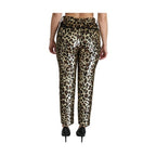 Dolce & Gabbana Brown Leopard Sequined High Waist Pants