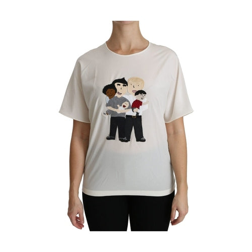 Dolce & Gabbana White #dgfamily Patch Short Sleeve Blouse Top
