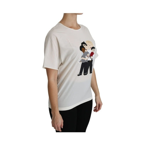 Dolce & Gabbana White #dgfamily Patch Short Sleeve Blouse Top