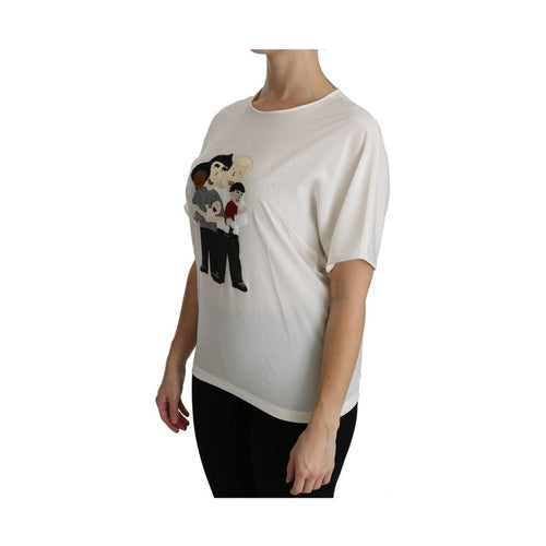 Dolce & Gabbana White #dgfamily Patch Short Sleeve Blouse Top