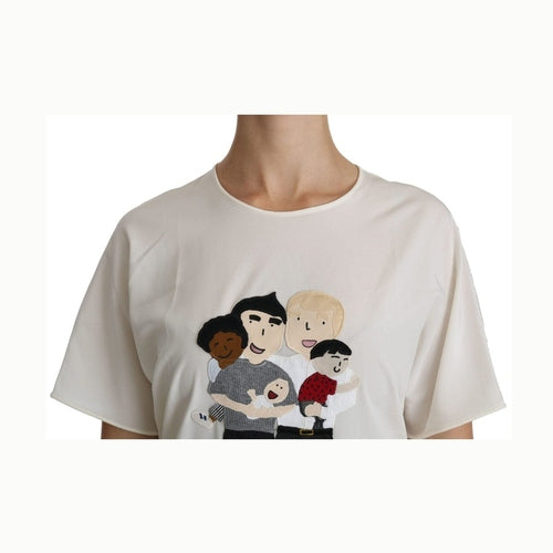 Dolce & Gabbana White #dgfamily Patch Short Sleeve Blouse Top