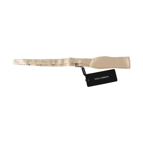 Dolce & Gabbana Beige Slim Skinny Men Necktie 100% Silk Bowtie