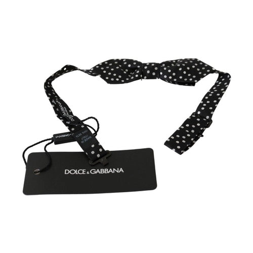 Dolce & Gabbana Black Polka Dots Mens Necktie Papillon 100% Silk Bow Tie