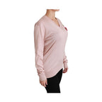 Dolce & Gabbana Pink Floral Embellished Pullover Silk Sweater