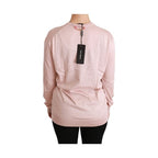 Dolce & Gabbana Pink Floral Embellished Pullover Silk Sweater