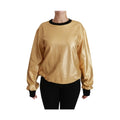 Dolce & Gabbana Gold Cotton Crewneck Pullover Sweater