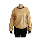 Dolce & Gabbana Gold Cotton Crewneck Pullover Sweater