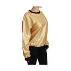 Dolce & Gabbana Gold Cotton Crewneck Pullover Sweater