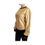 Dolce & Gabbana Gold Cotton Crewneck Pullover Sweater