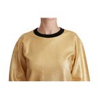 Dolce & Gabbana Gold Cotton Crewneck Pullover Sweater