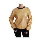 Dolce & Gabbana Gold Cotton Crewneck Pullover Sweater
